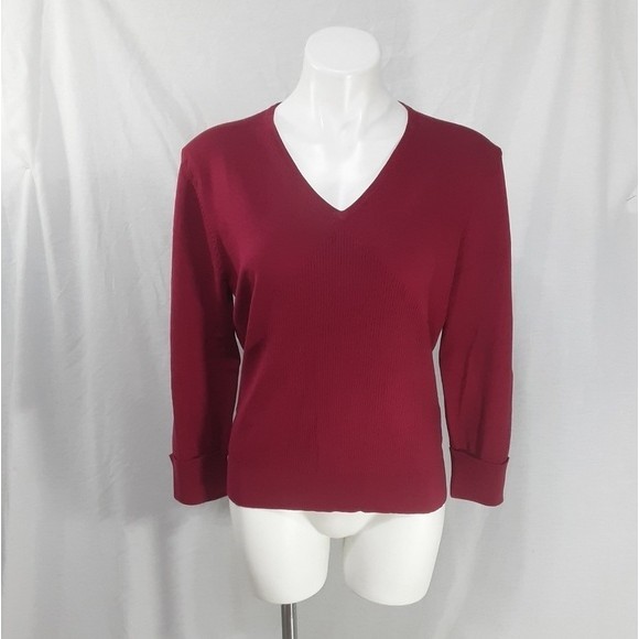 New Spenser Jeremy Large Ribbed Silk Blend Top V-Neck Knitted Cozy Chic - Picture 1 of 5